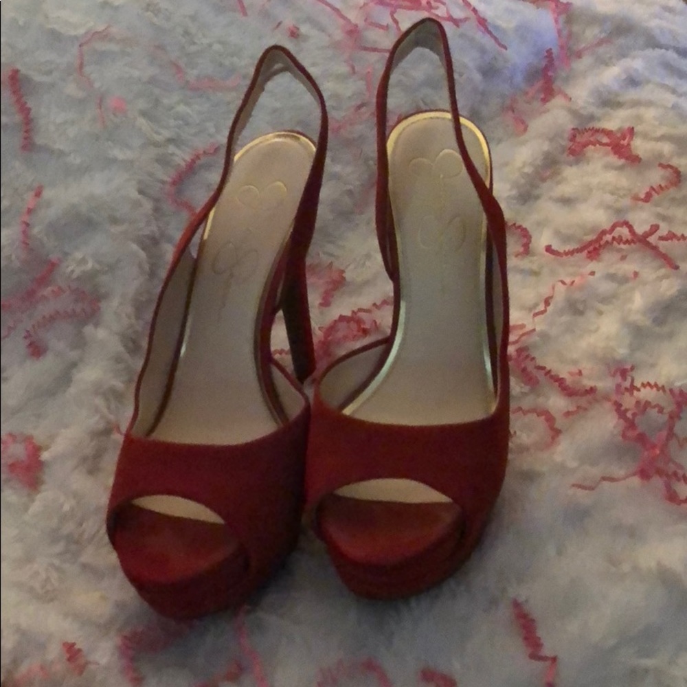 Red Jessica Simpson heel sandals